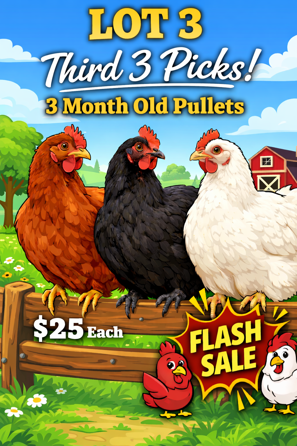 Lot 3- Third 3 picks of 3 month old pullets