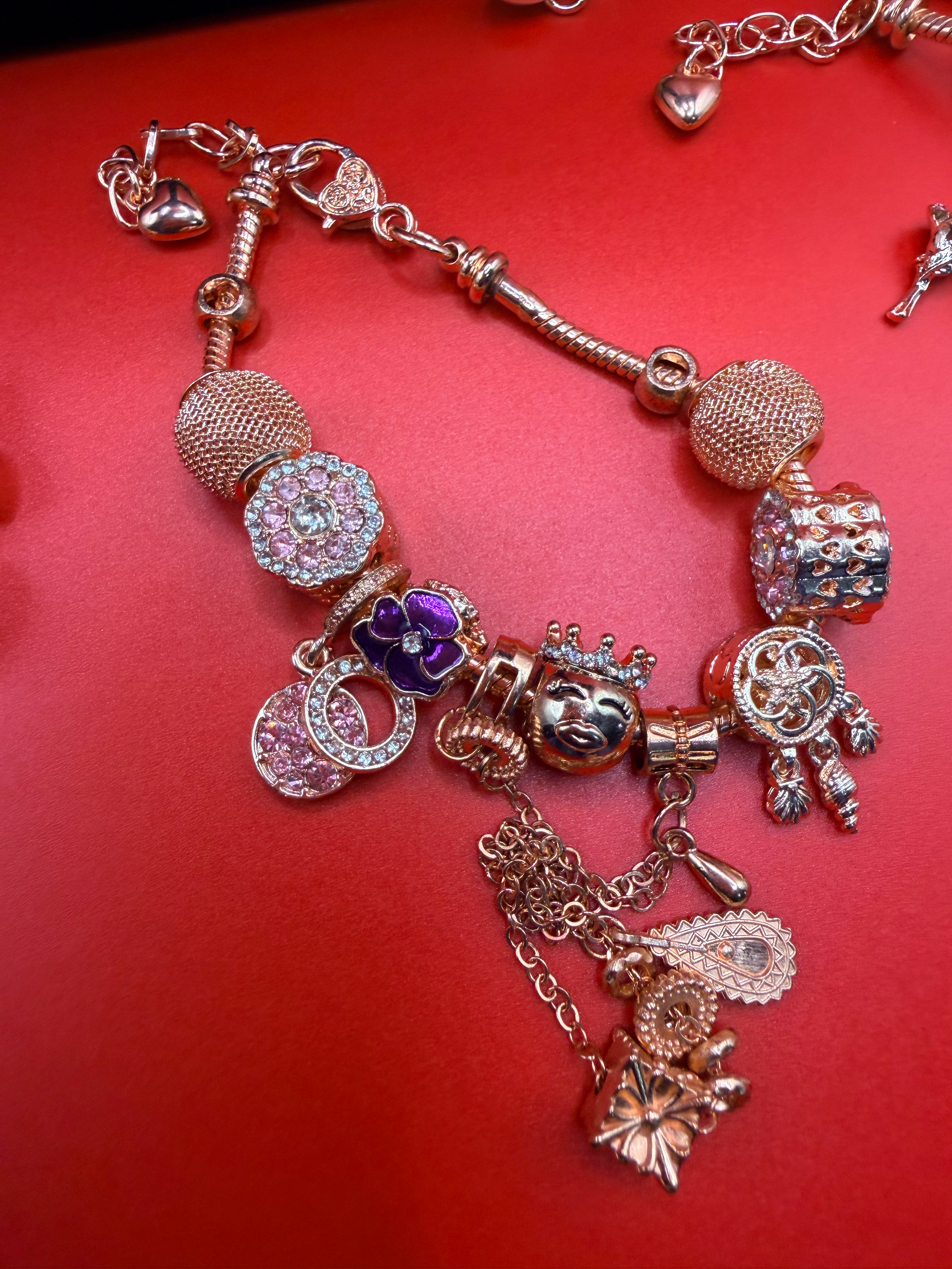 Pink Rose Gold Ember European Snake Chain Bracelet