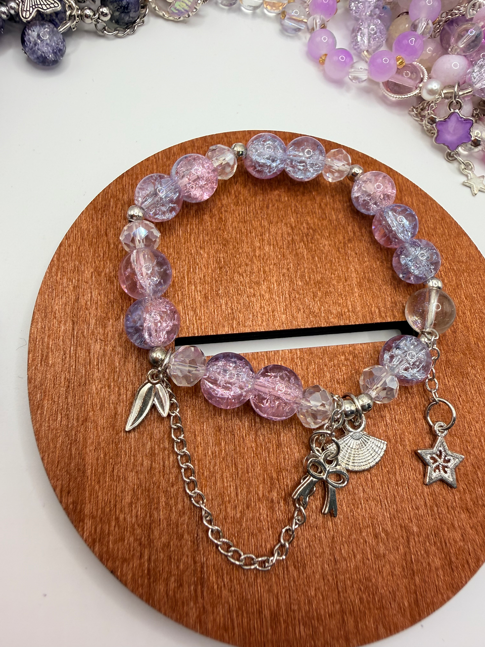 Thumbnail: Violet Silk Flexible Charm Bracelet