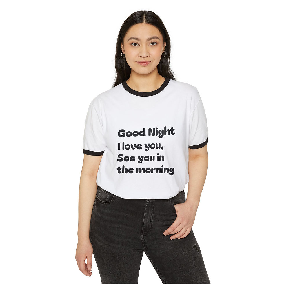 Thumbnail: Good Night I Love You Ringer T-Shirt — 'Good night again.' Retro Sleep Tee