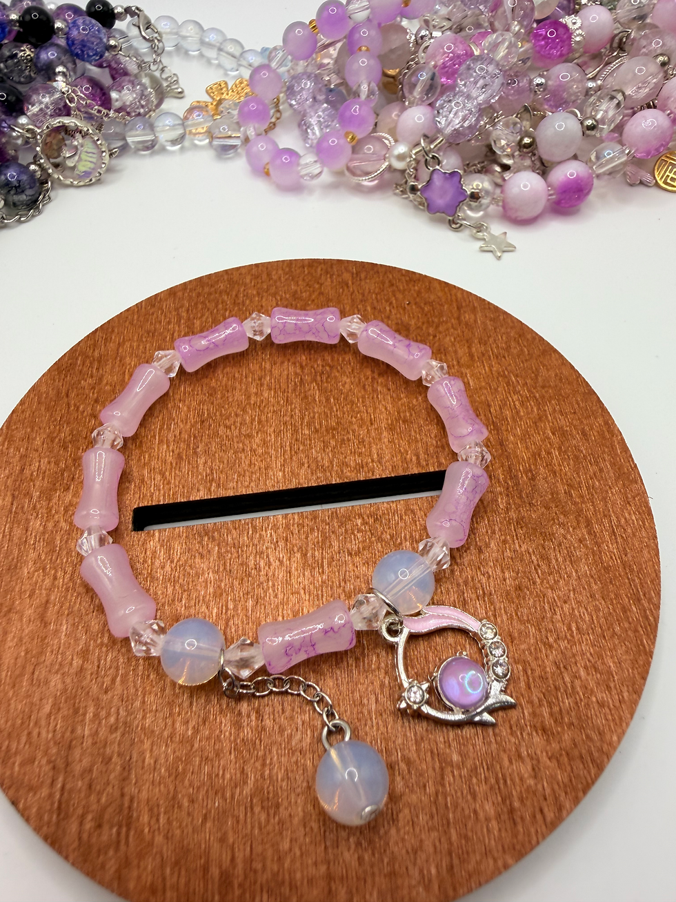 Thumbnail: Violet Pearl Flexible Charm Bracelet
