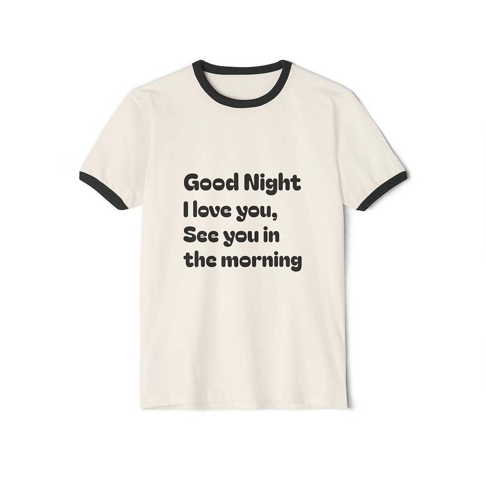 Thumbnail: Good Night I Love You Ringer T-Shirt — 'Good night again.' Retro Sleep Tee