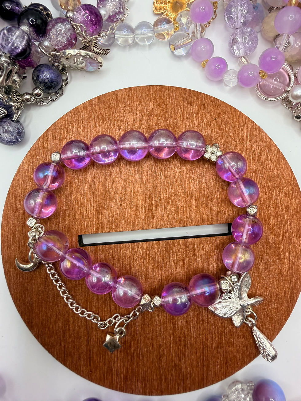 Thumbnail: Violet Satin Flexible Charm Bracelet