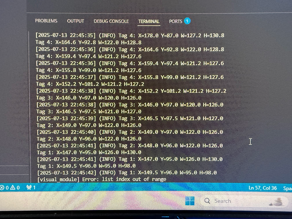 All the data being returned by the huskylens into the terminal
