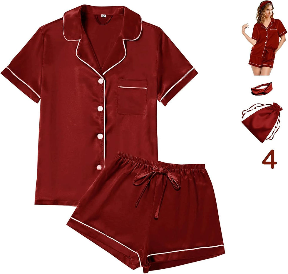 Thumbnail: Conjunto de pijama de satén para mujer, 4 piezas, estampado floral, sedoso, su