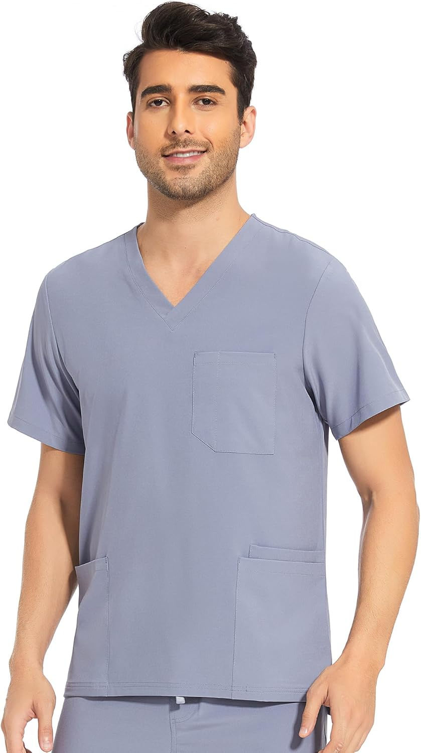 Thumbnail: COZYFIT Camiseta médica para hombre – Ropa quirúrgica elástica con cuello 