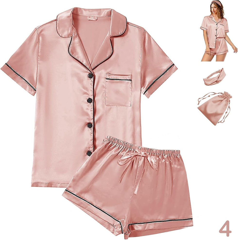 Thumbnail: Conjunto de pijama de satén para mujer, 4 piezas, estampado floral, sedoso, su