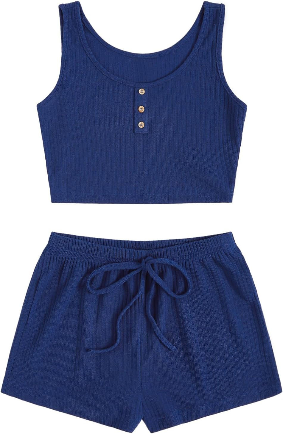 Thumbnail: SOLY HUX Conjunto de pijama de punto acanalado con botones en la parte delanter