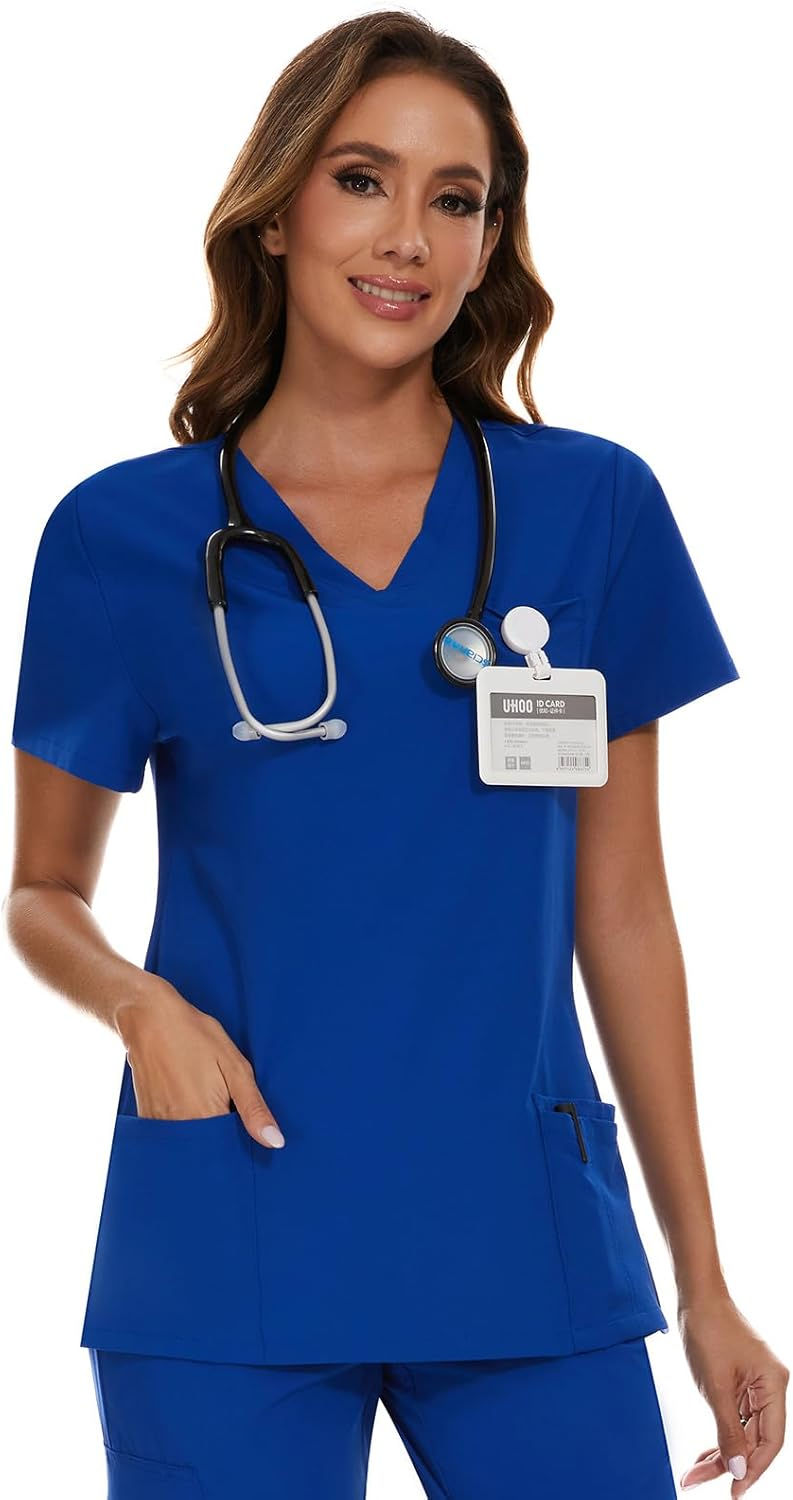 Thumbnail: COZYFIT Camiseta médica para mujer, suave, elástica, cuello en V, con 3 bolsi