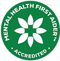 Logo showing accreditation as a Mental Health First Aider.