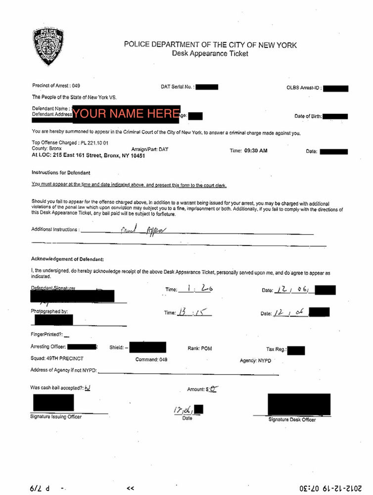 Le Desk Appearance Ticket (DAT)