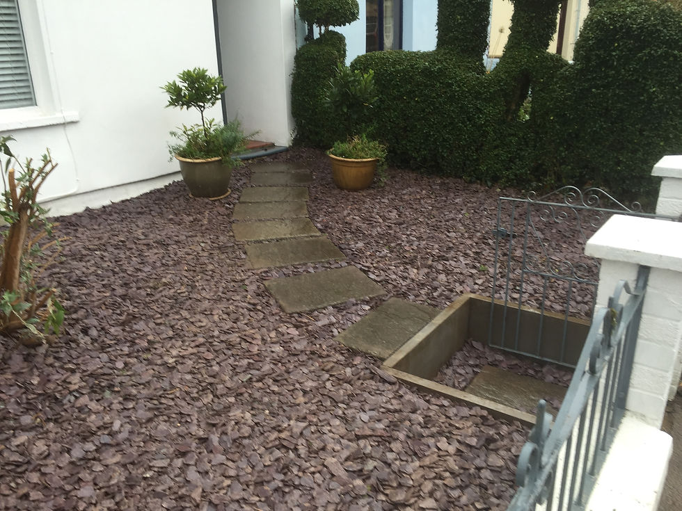 Slate chippings and path