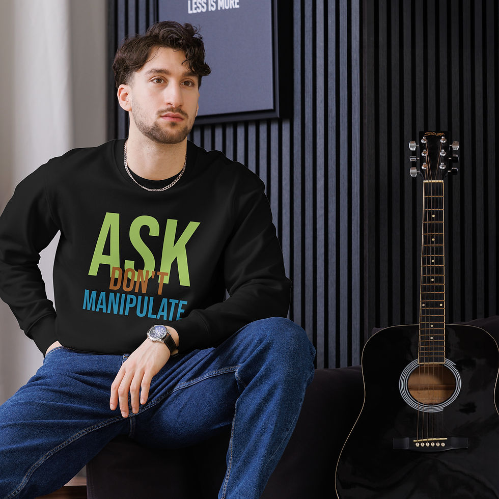 Thumbnail: Unisex ASK DON'T MANIPULATE eco sweatshirt
