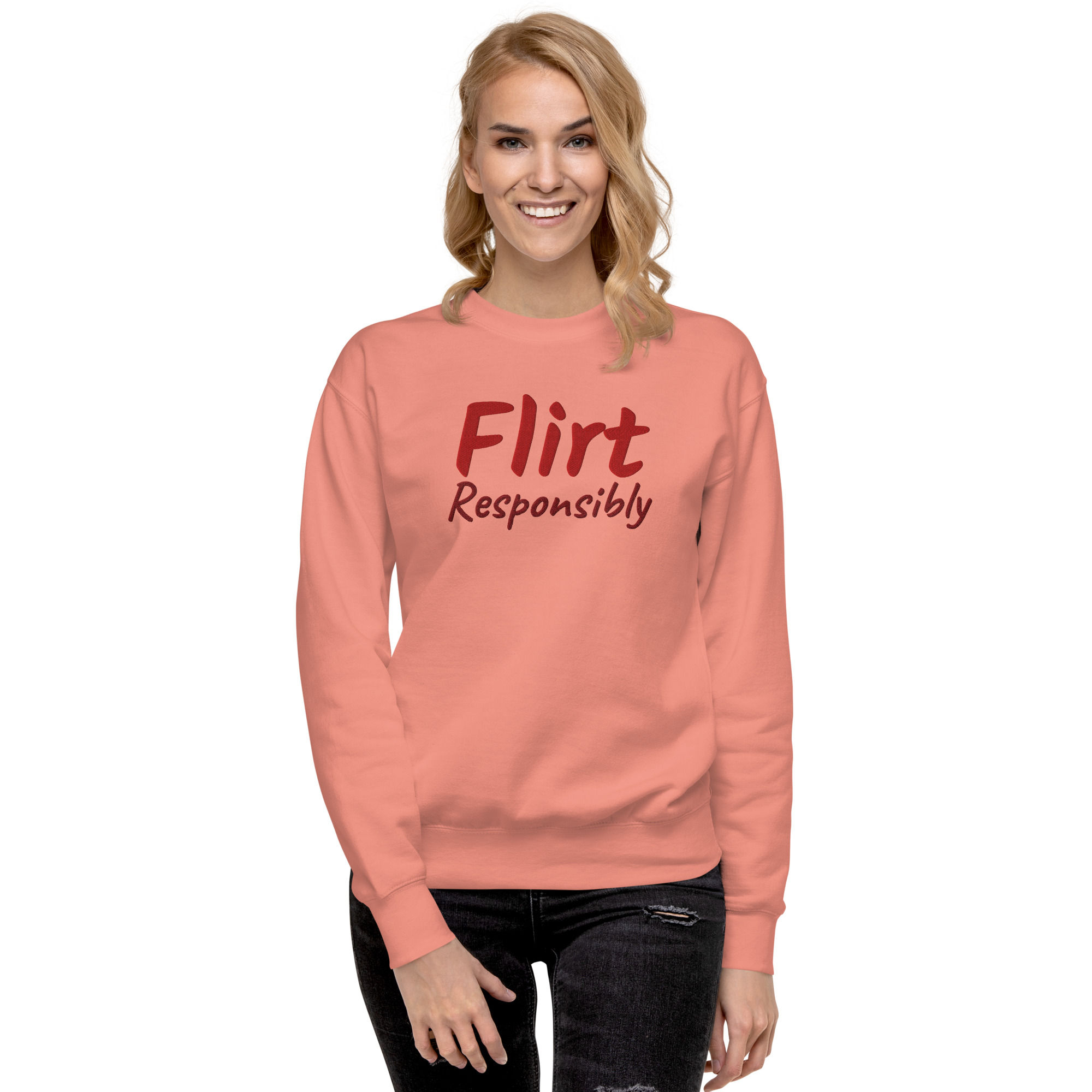Flirty Embroidered Unisex Premium Sweatshirt