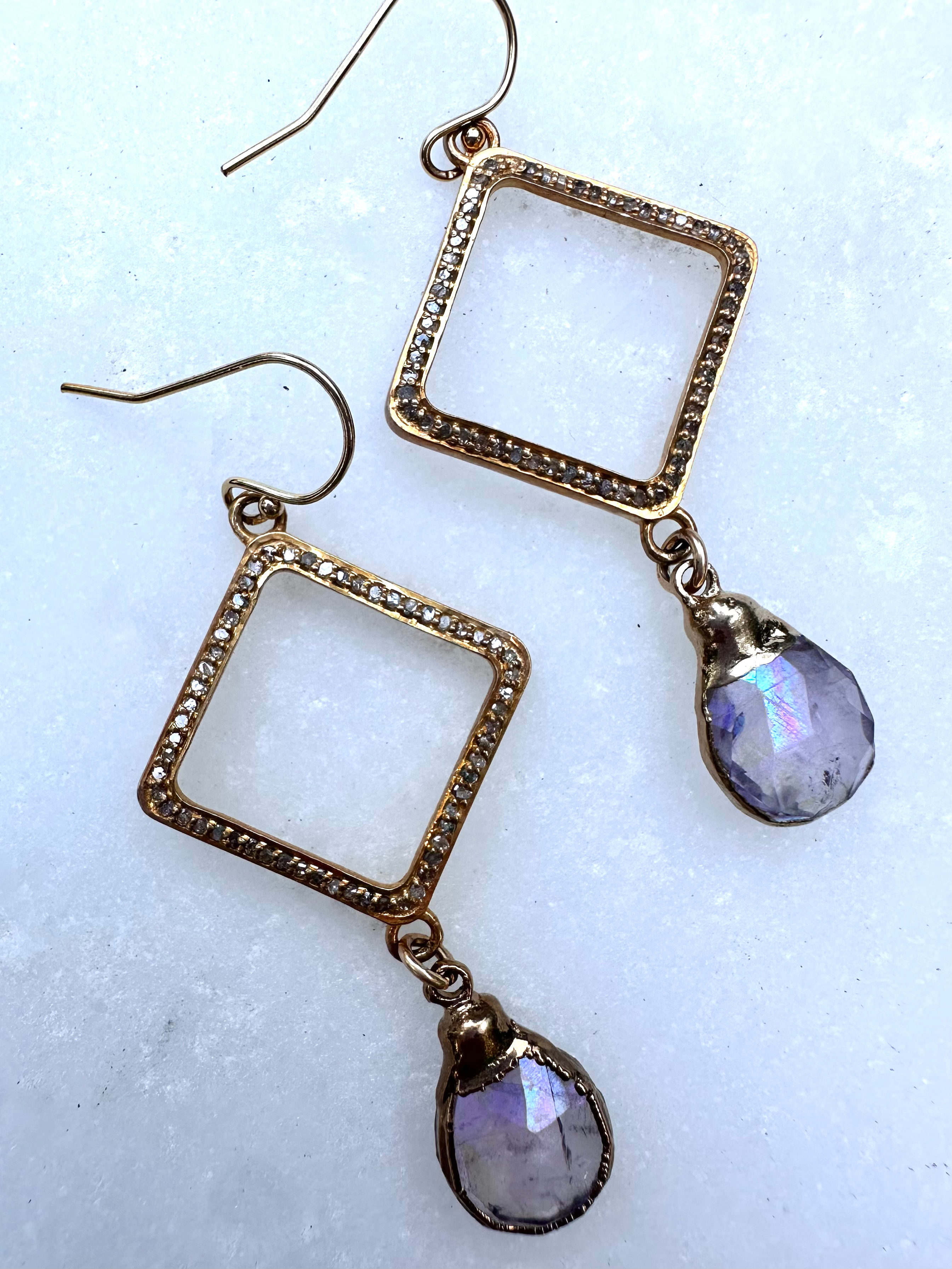 Diamond and Moonstone Earrings