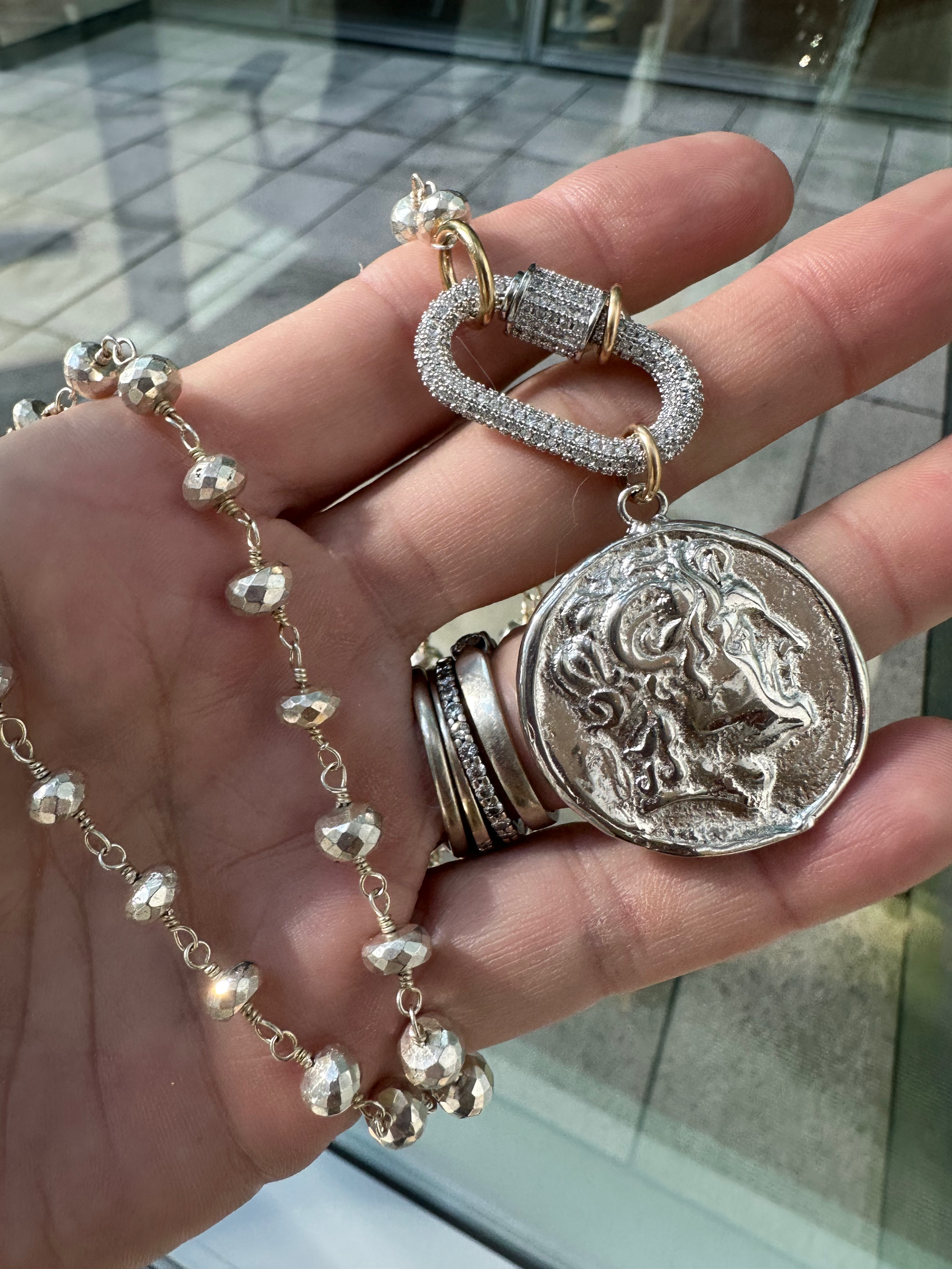Silver Roman Coin Necklace