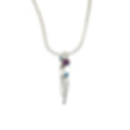 Sterling silver pendant necklace with amethyst and opalite gemstones, 50mm long pendant on an 18-inch snake chain,