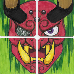 Red Oni Mask on cards