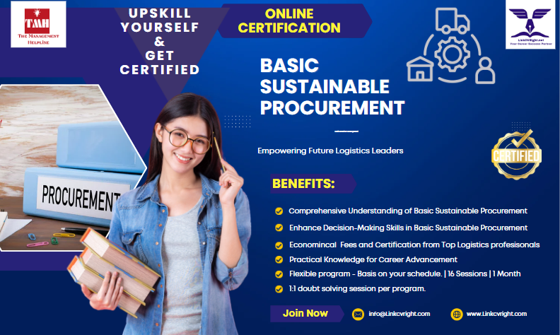 an advertisement for an online certification for basic sustainable procurement