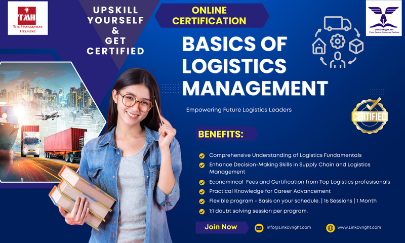 An advertisement for online certification basics of logistics management