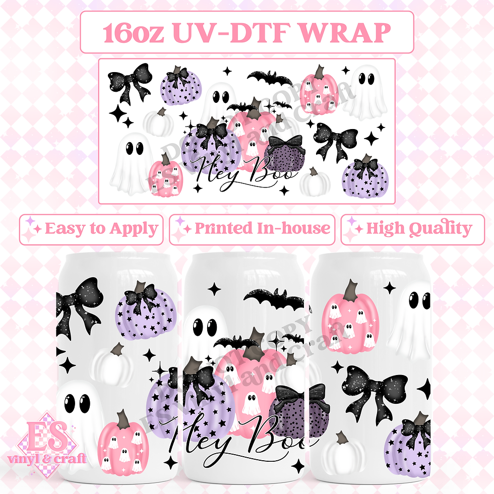 Hey Boo - 16oz Beer Can / Libbey UV-DTF Transfer