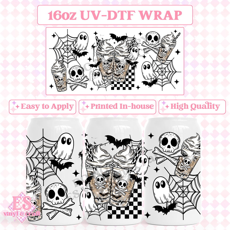 Skull Ghost Coffee - 16oz Beer Can / Libbey UV-DTF Transfer