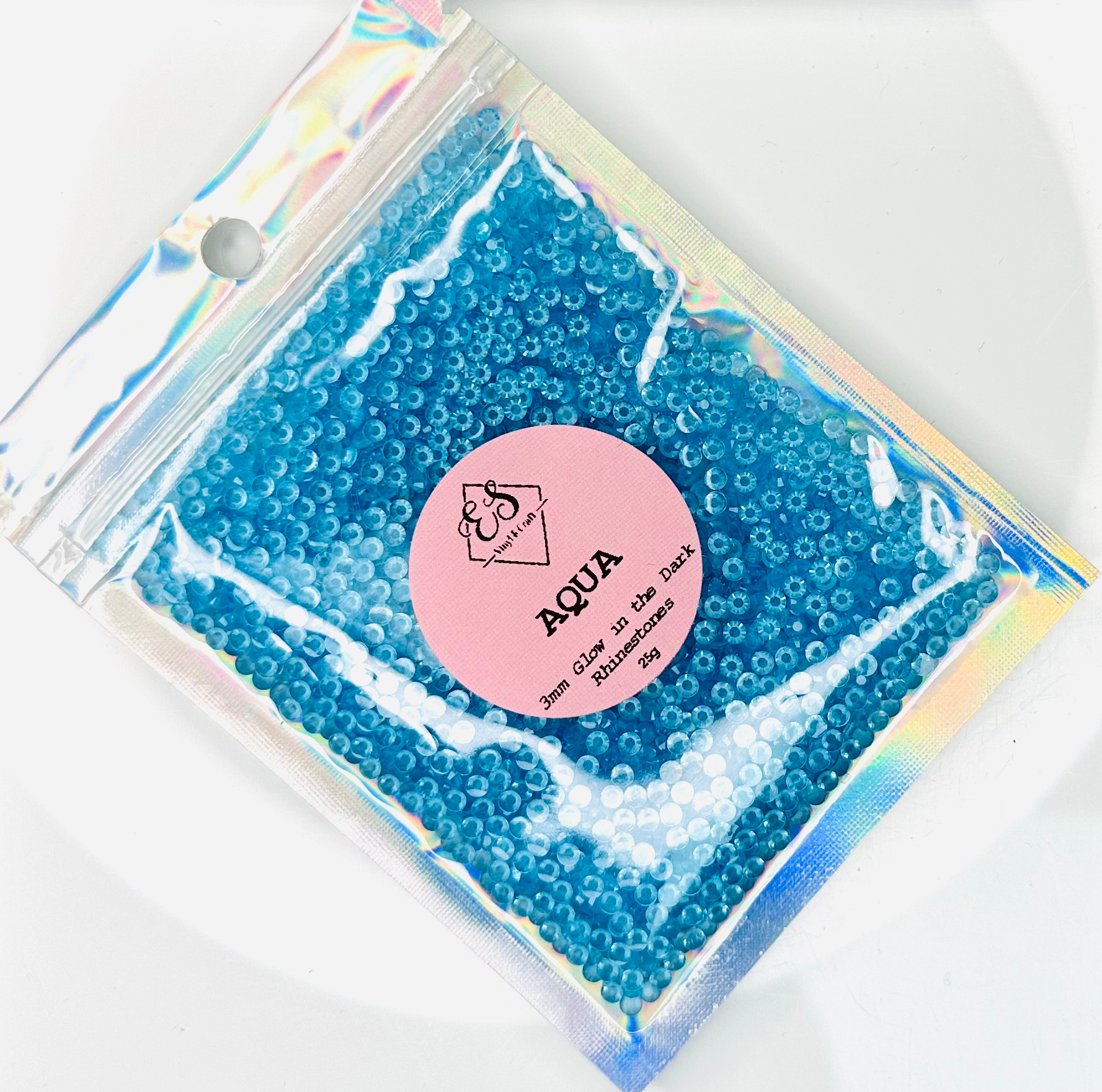 Aqua - Glow in the Dark Resin Rhinestones (3mm, 4mm & 5mm)