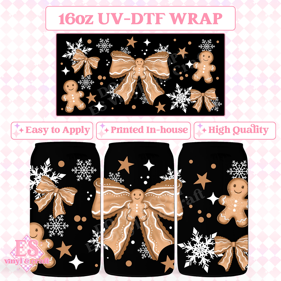Gingerbread Bow - 16oz Beer Can / Libbey UV-DTF Tran