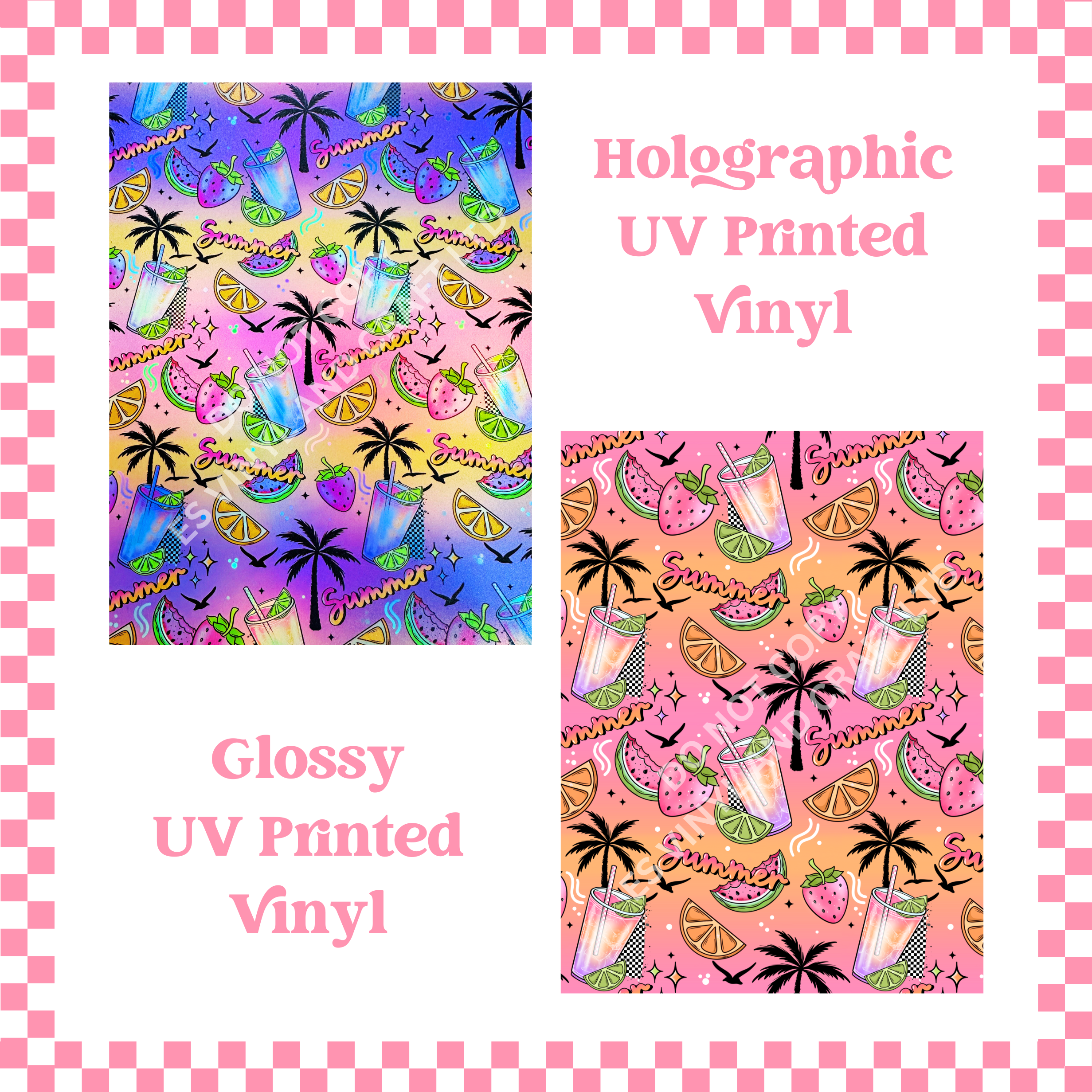 Summer Days - Holographic or Normal Printed Vinyl (A4 or 12" x 12") Sheets