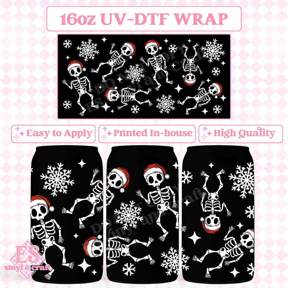 Christmas Skellies - 16oz Beer Can / Libbey UV-DTF