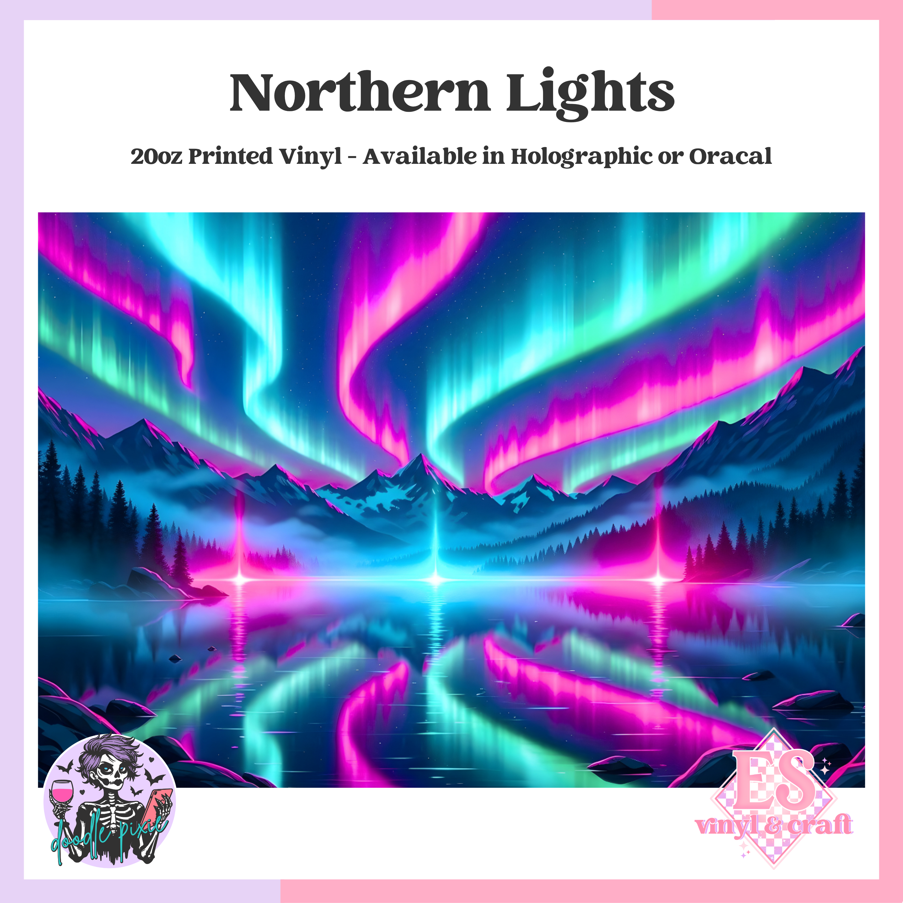 Northern Lights - 20oz Printed Tumbler Self Adhesive Vinyl