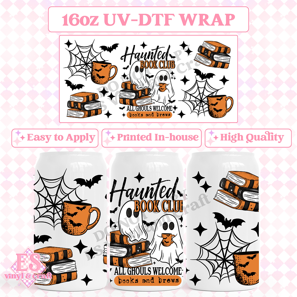 Haunted Book Club - 16oz Beer Can / Libbey UV-DTF Transfer