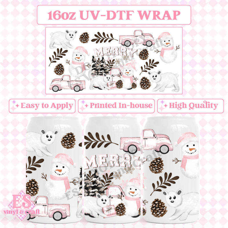 Pink Merry - 16oz Beer Can / Libbey UV-DTF Transfer