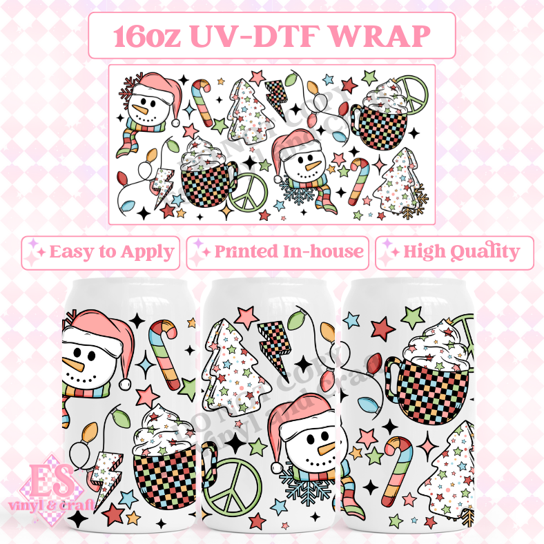 Christmas Snowman - 16oz Beer Can / Libbey UV-DTF