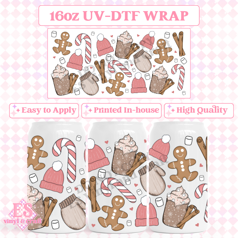 Cozy Gingerbread - 16oz Beer Can / Libbey UV-DTF Transfer