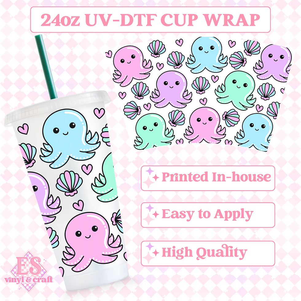 Octopus - UVDTF 24oz Cold Cup Wrap