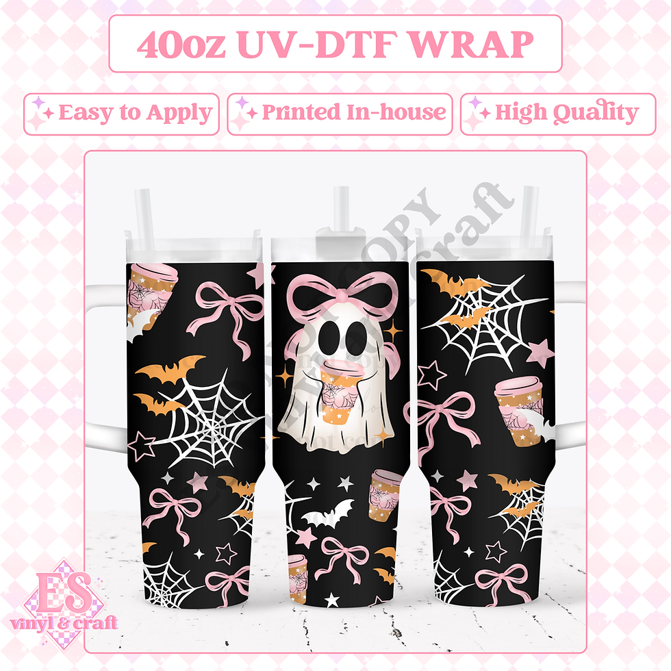 Coffee Ghostie - 40oz Tumbler Wraps - UV-DTF (2 Wraps - Top an