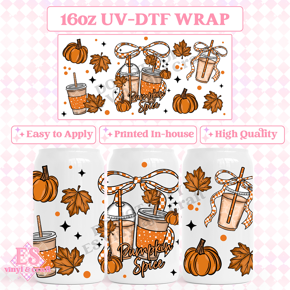 Pumpkin Spice Bow - 16oz Beer Can / Libbey UV-DTF Transfer
