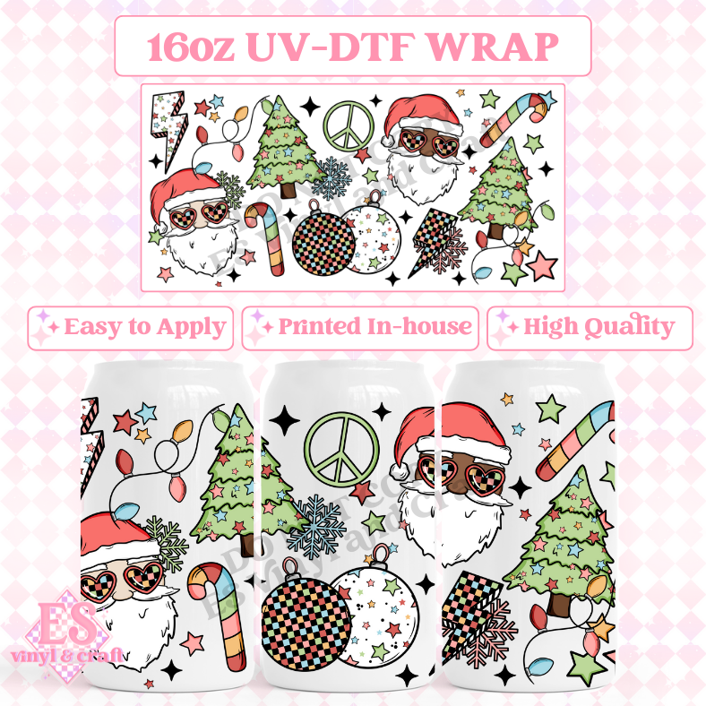 Christmas Santa - 16oz Beer Can / Libbey UV-DTF