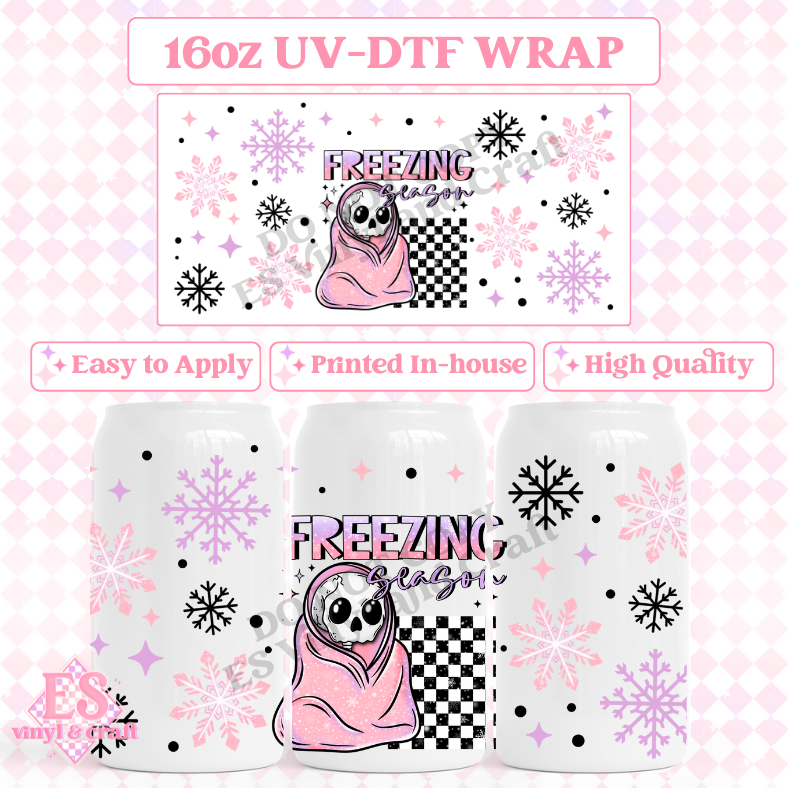 Freezing Season Black - 16oz Beer Can / Libbey UV-DTF Transfer