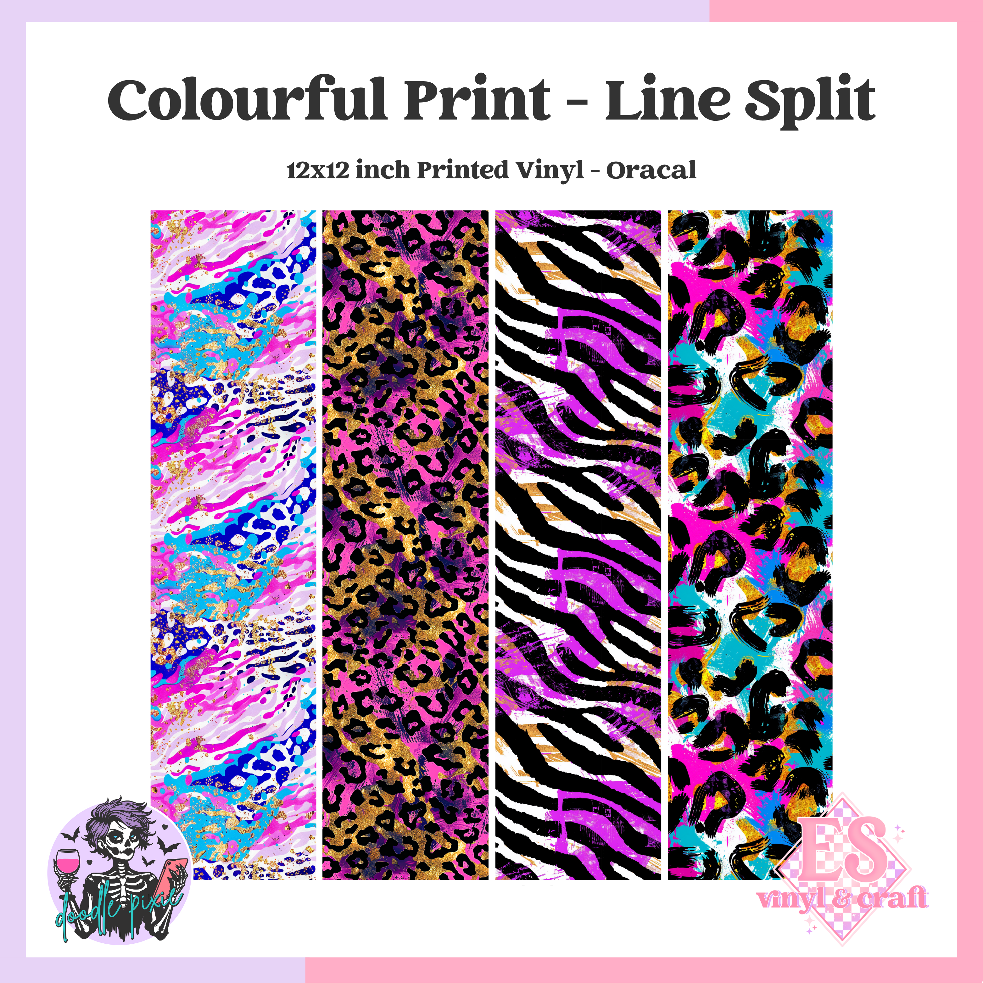 Colourful Print - Line Split 12" x 12" Printed Vinyl