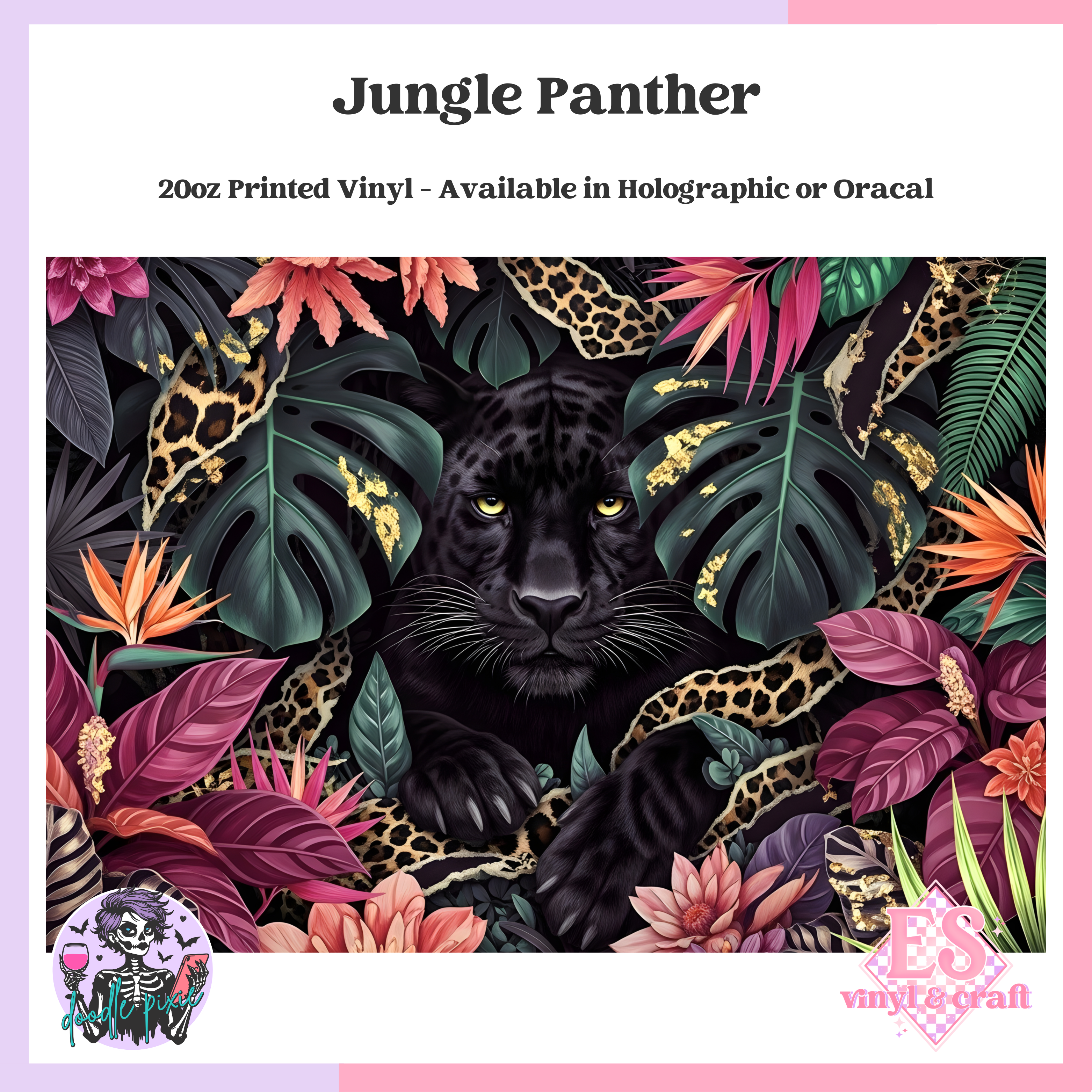 Jungle Panther - 20oz Printed Tumbler Self Adhesive Vinyl