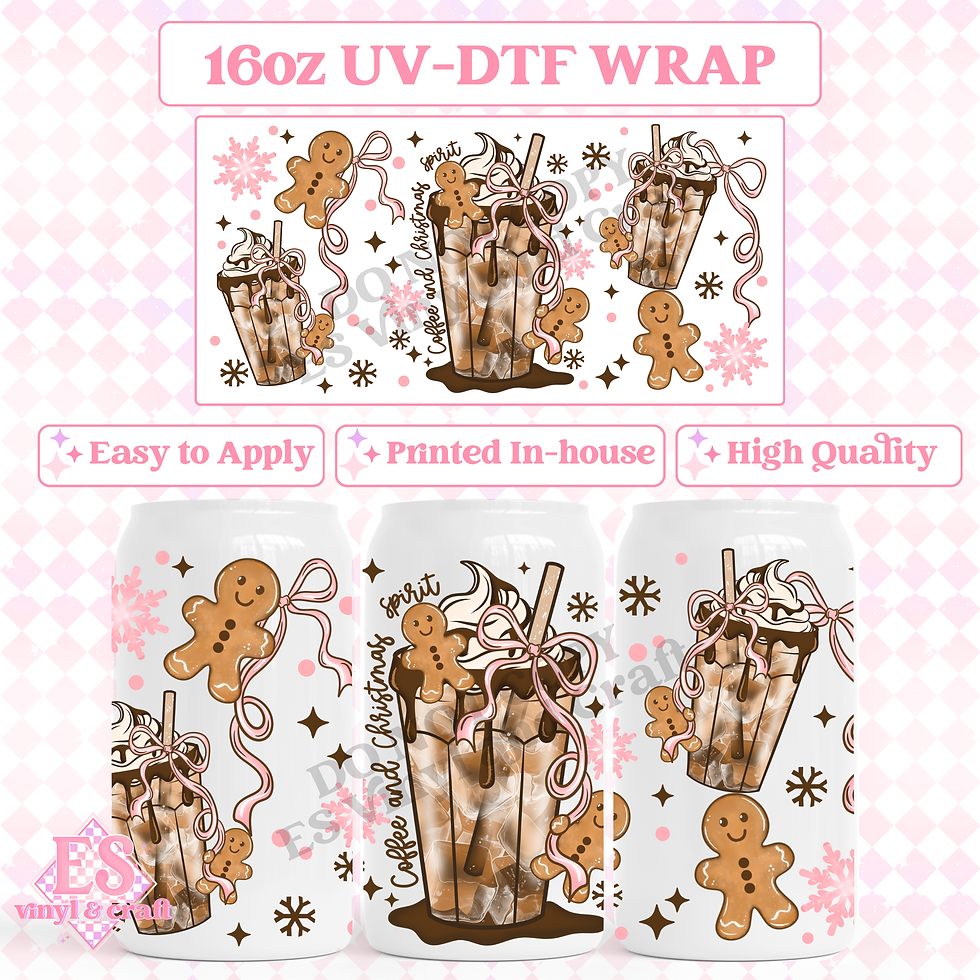 Gingerbread Bow Coffee - 16oz Beer Can / Libbey UV-DTF