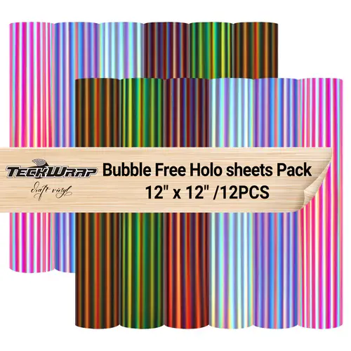 Teckwrap Bubble Free Holographic Glossy Sheet Pack 12" x 12" x 12 Sheets