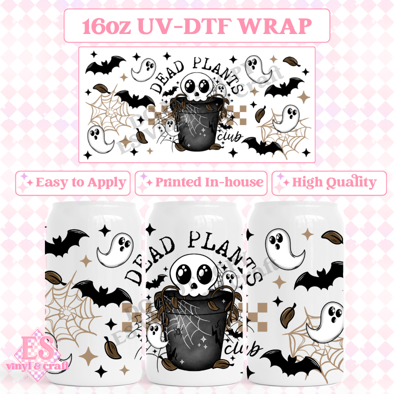 Dead Plants Brown Checker - 16oz Beer Can / Libbey UV-DTF Transfer