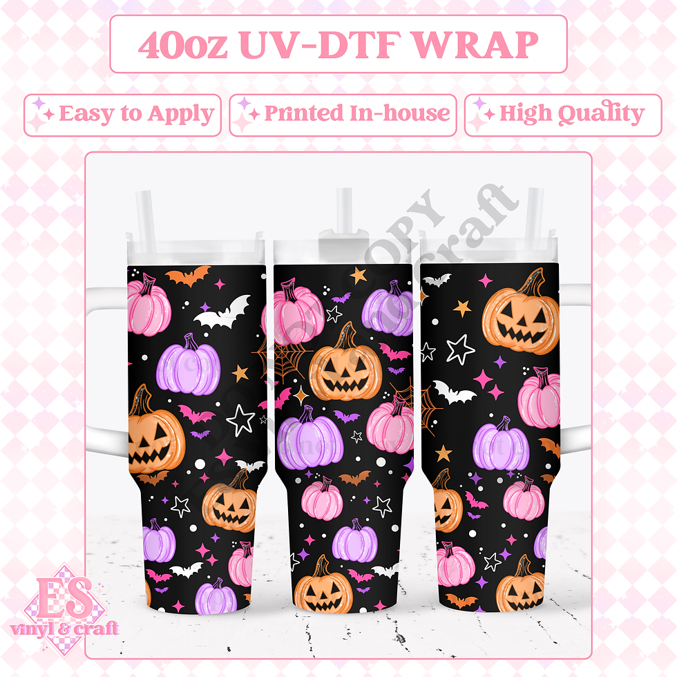 Colourful Pumpkins - 40oz Tumbler Wraps - UV-DTF (2 Wraps - Top an