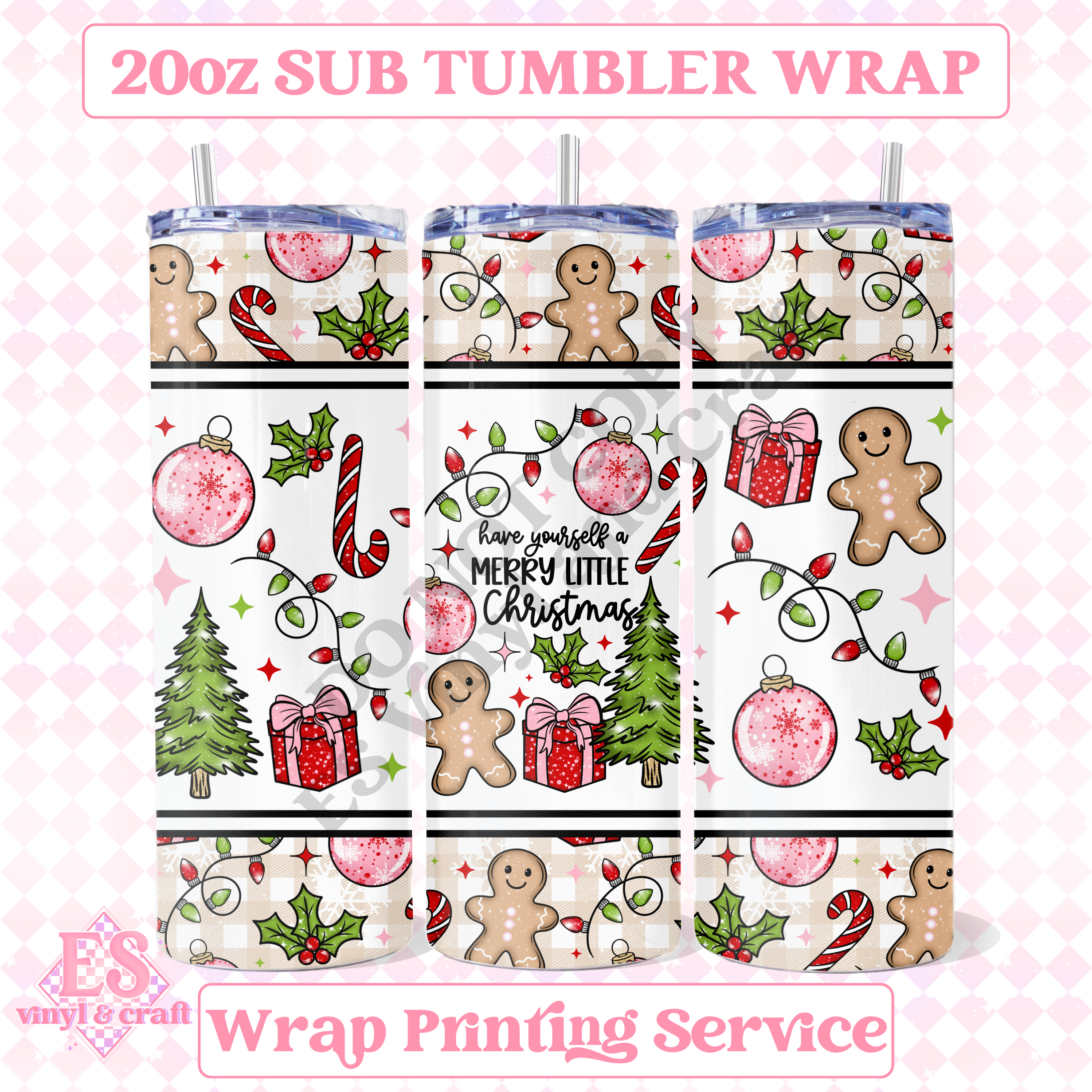 Merry Little Christmas - Full 20oz Tumbler Sublimation Print