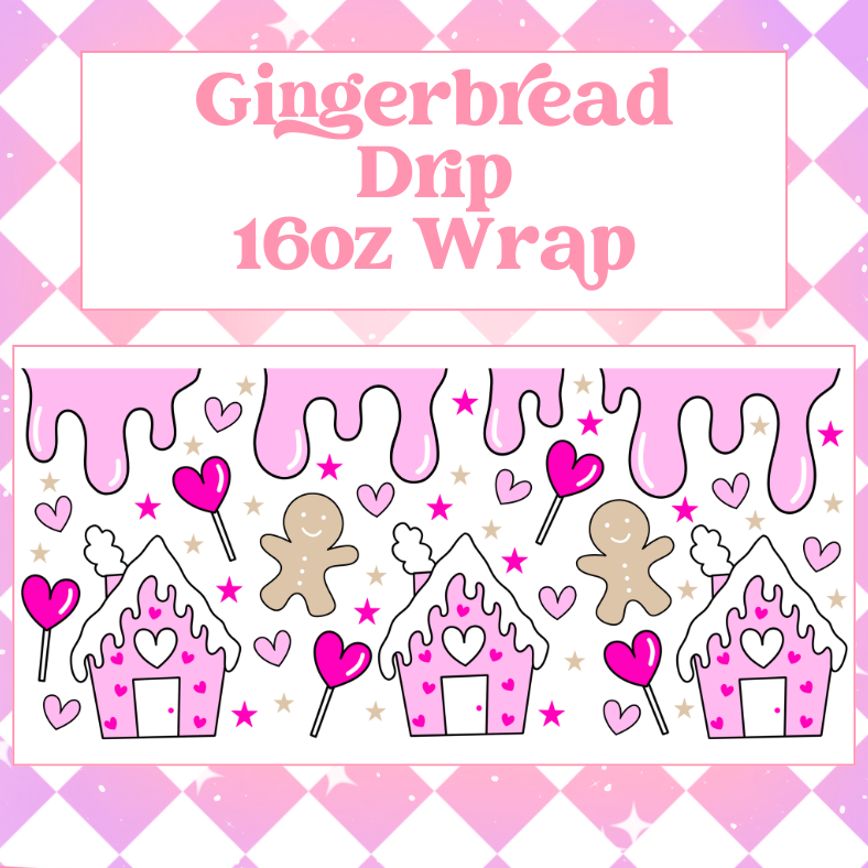 Gingerbread Drip - 16oz Beer / Libbey Can Wrap Holographic Vinyl