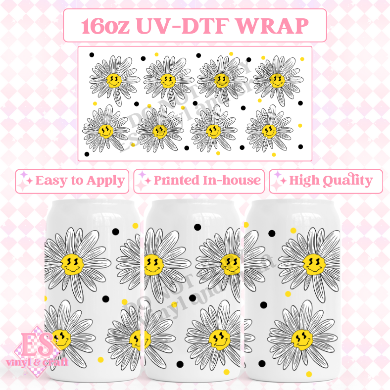 Daisies - 16oz Beer Can / Libbey UV-DTF Transfers