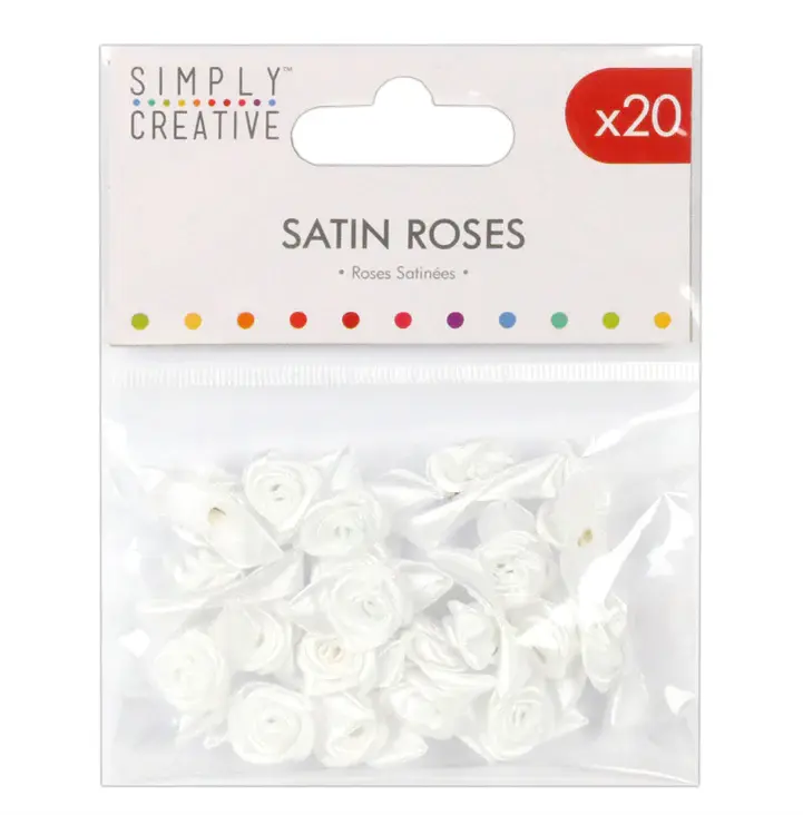 Simply Creative Satin Roses - White
